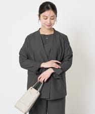 F1DGA55230 MK MICHEL KLEIN(小さいサイズ)(メゾン ドゥ サンク) 【小さいサイズ】カラーレスストレッチジャケット/洗える ダークグレー