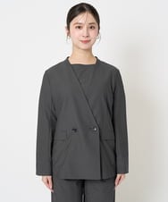 F1DGA55230 MK MICHEL KLEIN(小さいサイズ)(メゾン ドゥ サンク) 【小さいサイズ】カラーレスストレッチジャケット/洗える ダークグレー