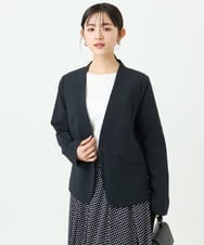 F1DGD33230 MK MICHEL KLEIN(小さいサイズ)(メゾン ドゥ サンク) 【小さいサイズ】ドライタッチストレッチ カラーレスジャケット/イージーケア/洗濯機で洗える ネイビー