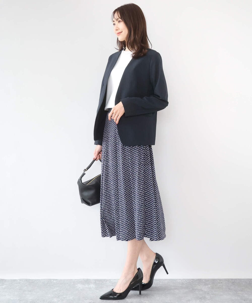 F1DGD33230 MK MICHEL KLEIN(小さいサイズ)(メゾン ドゥ サンク) 【小さいサイズ】ドライタッチストレッチ カラーレスジャケット/イージーケア/洗濯機で洗える グレージュ