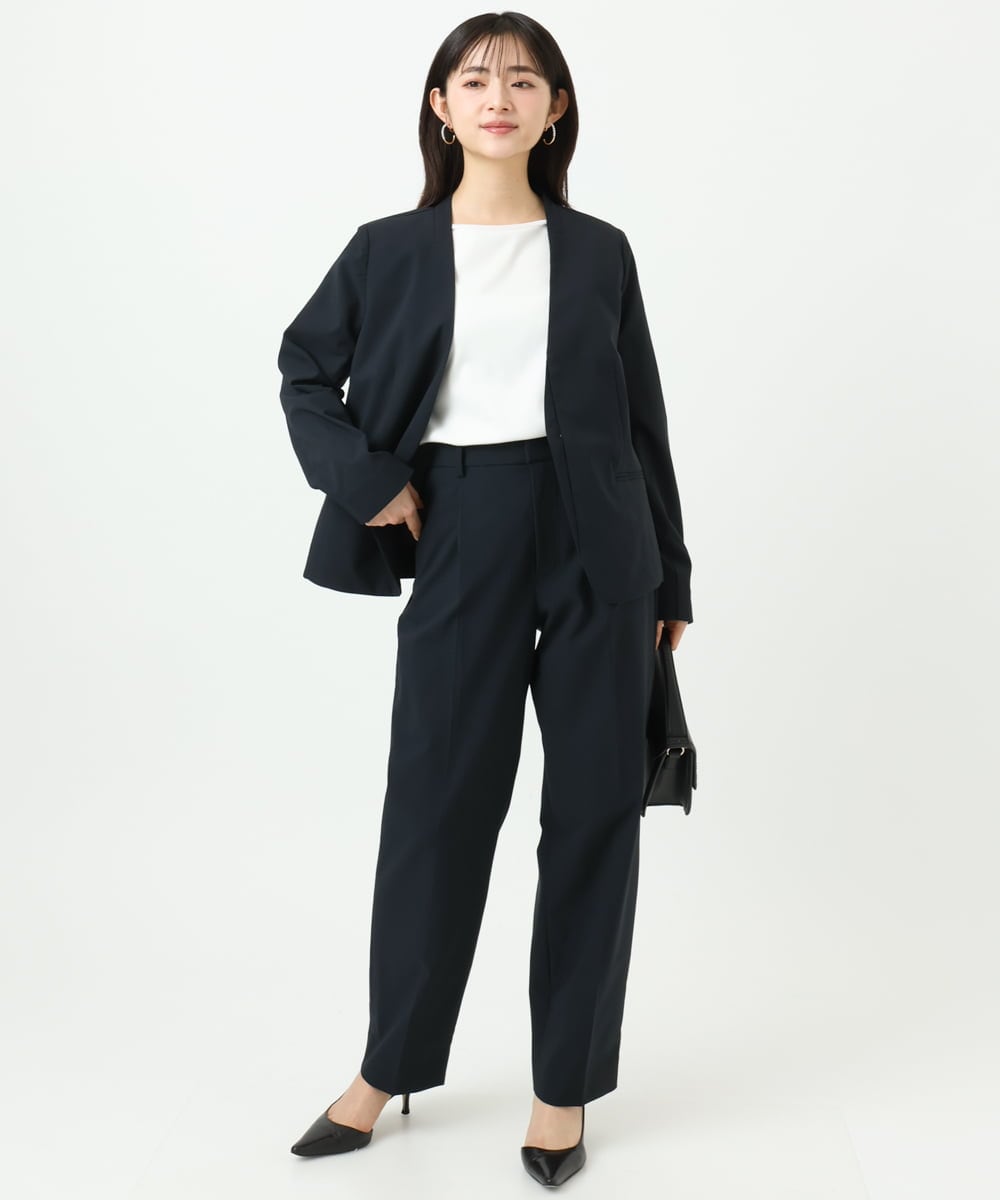 F1DGD33230 MK MICHEL KLEIN(小さいサイズ)(メゾン ドゥ サンク) 【小さいサイズ】ドライタッチストレッチ カラーレスジャケット/イージーケア/洗濯機で洗える グレージュ