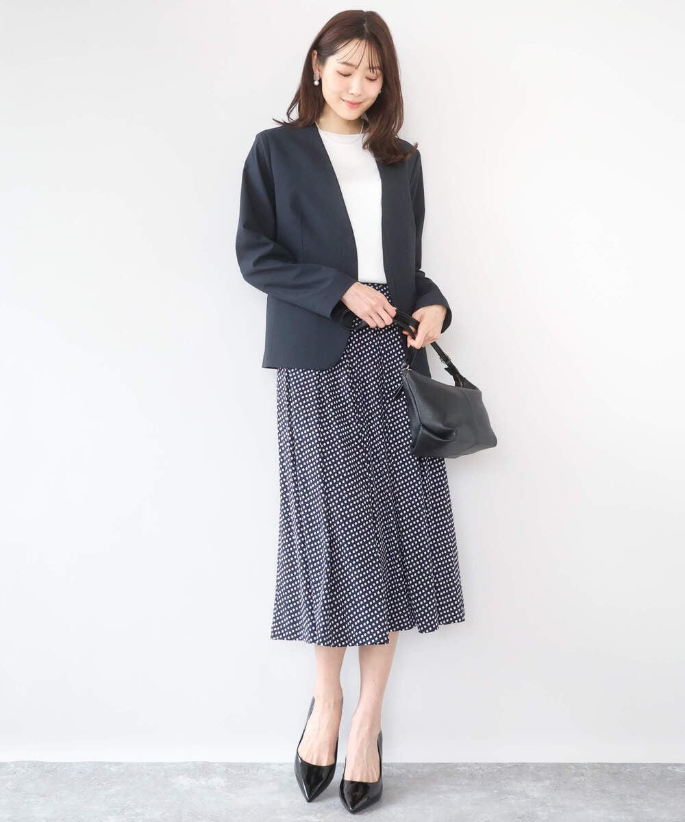 F1DGD33230 MK MICHEL KLEIN(小さいサイズ)(メゾン ドゥ サンク) 【小さいサイズ】ドライタッチストレッチ カラーレスジャケット/イージーケア/洗濯機で洗える グレージュ