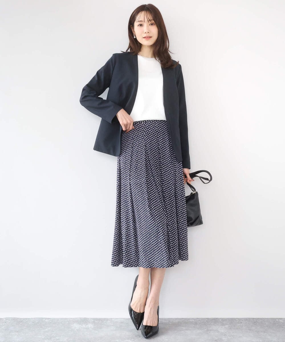 F1DGD33230 MK MICHEL KLEIN(小さいサイズ)(メゾン ドゥ サンク) 【小さいサイズ】ドライタッチストレッチ カラーレスジャケット/イージーケア/洗濯機で洗える グレージュ