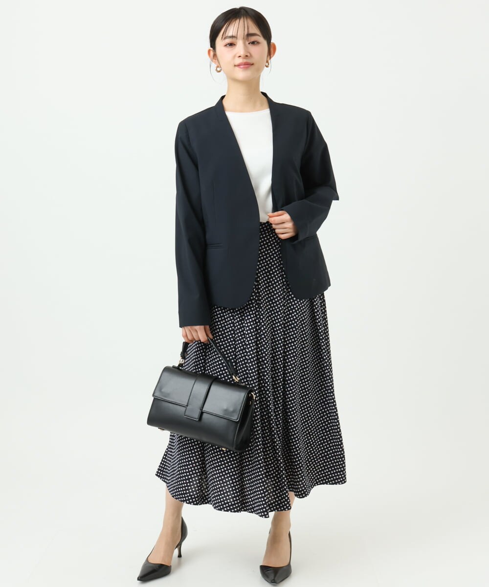 F1DGD33230 MK MICHEL KLEIN(小さいサイズ)(メゾン ドゥ サンク) 【小さいサイズ】ドライタッチストレッチ カラーレスジャケット/イージーケア/洗濯機で洗える グレージュ