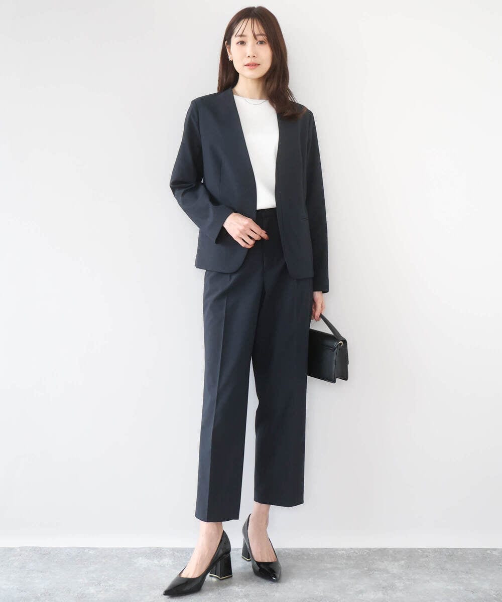 F1DGD33230 MK MICHEL KLEIN(小さいサイズ)(メゾン ドゥ サンク) 【小さいサイズ】ドライタッチストレッチ カラーレスジャケット/イージーケア/洗濯機で洗える グレージュ