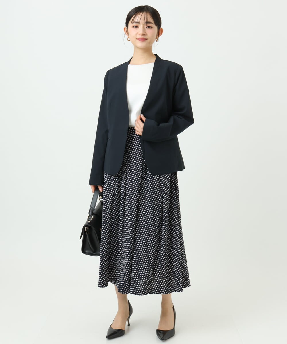 F1DGD33230 MK MICHEL KLEIN(小さいサイズ)(メゾン ドゥ サンク) 【小さいサイズ】ドライタッチストレッチ カラーレスジャケット/イージーケア/洗濯機で洗える グレージュ
