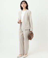 F1DGD33230 MK MICHEL KLEIN(小さいサイズ)(メゾン ドゥ サンク) 【小さいサイズ】ドライタッチストレッチ カラーレスジャケット/イージーケア/洗濯機で洗える グレージュ