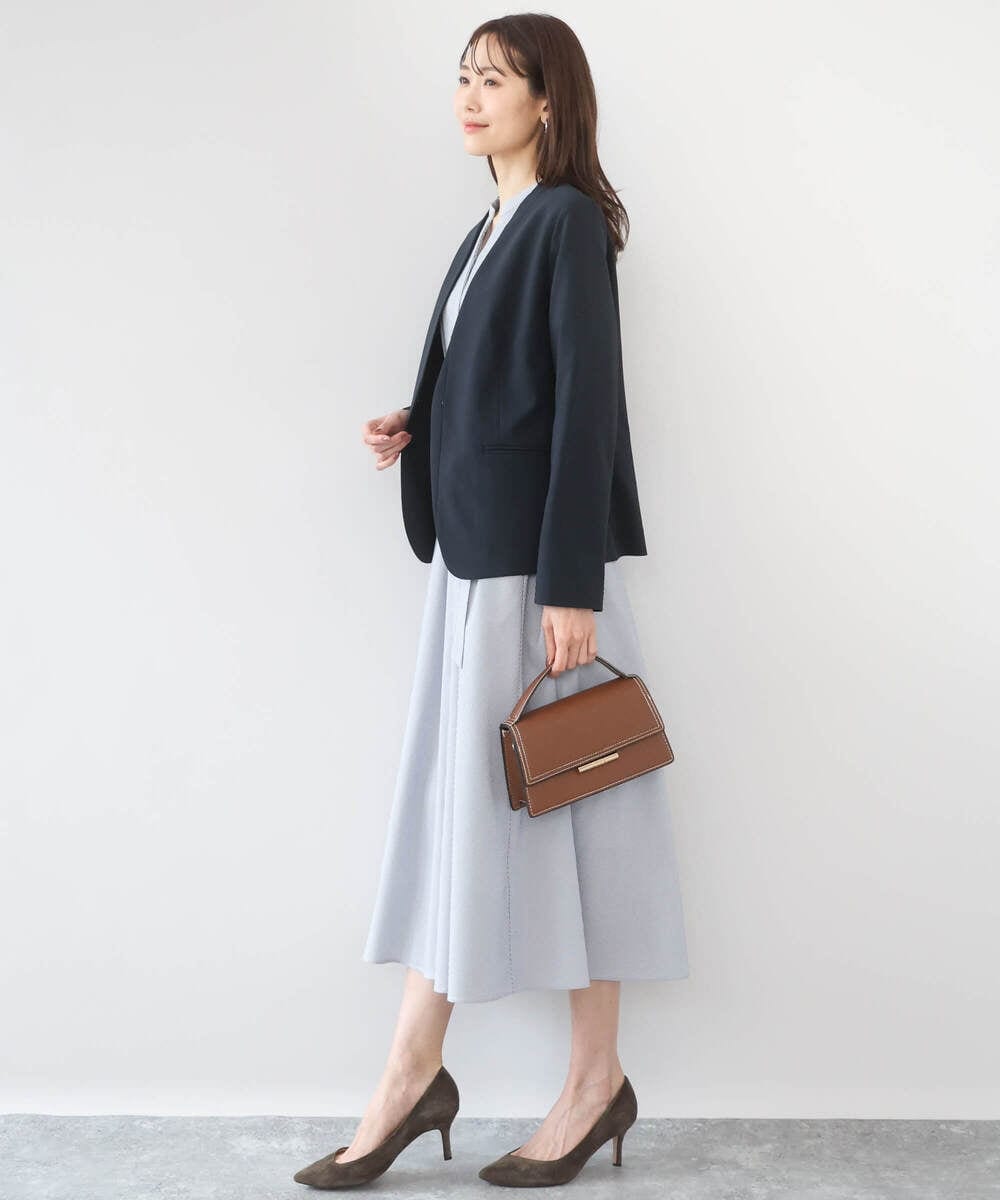 F1DGD33230 MK MICHEL KLEIN(小さいサイズ)(メゾン ドゥ サンク) 【小さいサイズ】ドライタッチストレッチ カラーレスジャケット/イージーケア/洗濯機で洗える グレージュ