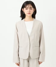 F1DGD33230 MK MICHEL KLEIN(小さいサイズ)(メゾン ドゥ サンク) 【小さいサイズ】ドライタッチストレッチ カラーレスジャケット/イージーケア/洗濯機で洗える グレージュ