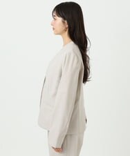 F1DGD33230 MK MICHEL KLEIN(小さいサイズ)(メゾン ドゥ サンク) 【小さいサイズ】ドライタッチストレッチ カラーレスジャケット/イージーケア/洗濯機で洗える グレージュ