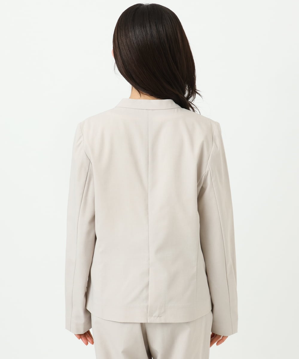F1DGD33230 MK MICHEL KLEIN(小さいサイズ)(メゾン ドゥ サンク) 【小さいサイズ】ドライタッチストレッチ カラーレスジャケット/イージーケア/洗濯機で洗える グレージュ