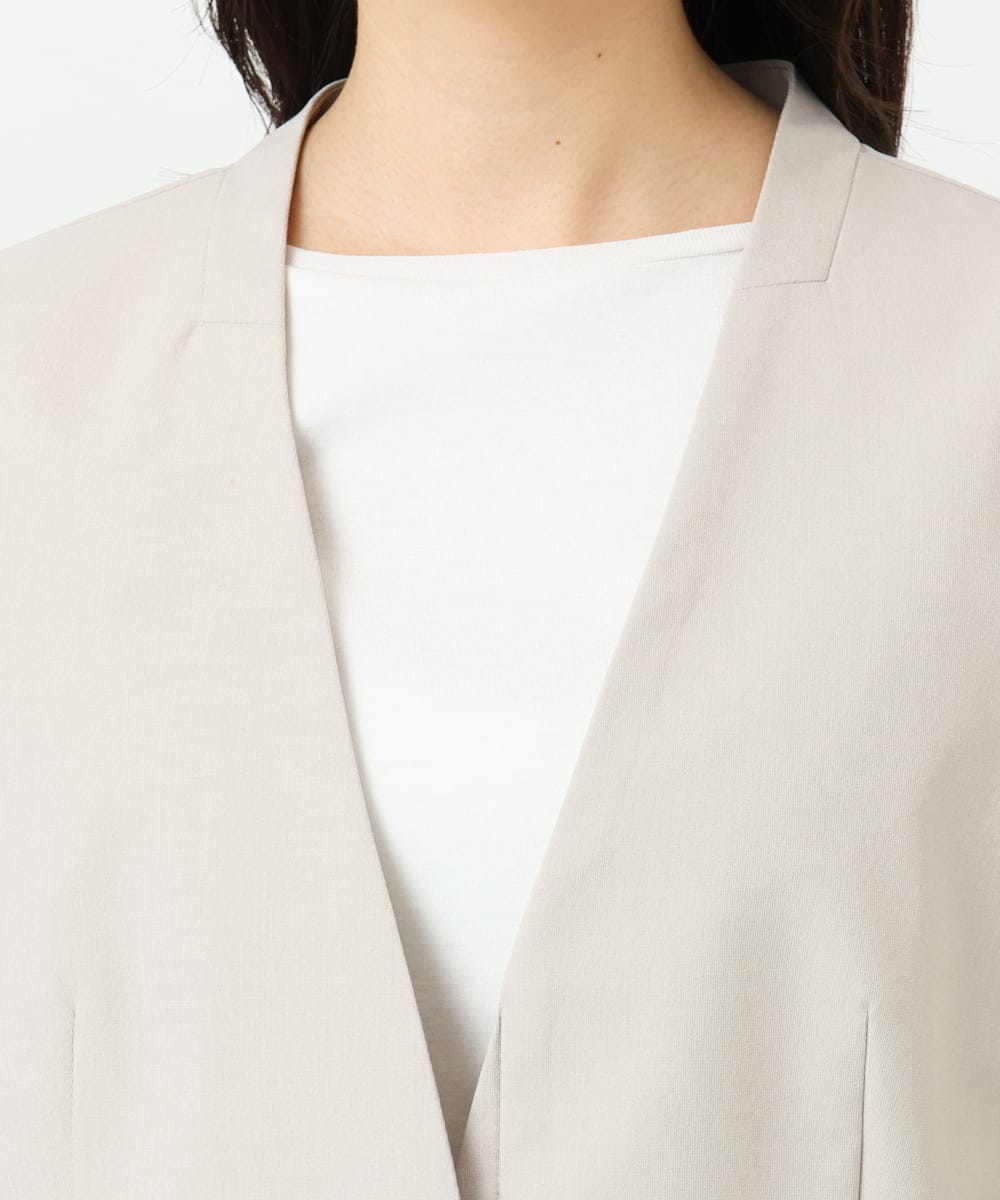 F1DGD33230 MK MICHEL KLEIN(小さいサイズ)(メゾン ドゥ サンク) 【小さいサイズ】ドライタッチストレッチ カラーレスジャケット/イージーケア/洗濯機で洗える グレージュ
