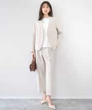 F1DGD33230 MK MICHEL KLEIN(小さいサイズ)(メゾン ドゥ サンク) 【小さいサイズ】ドライタッチストレッチ カラーレスジャケット/イージーケア/洗濯機で洗える グレージュ