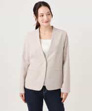 F1DGD33230 MK MICHEL KLEIN(小さいサイズ)(メゾン ドゥ サンク) 【小さいサイズ】ドライタッチストレッチ カラーレスジャケット/イージーケア/洗濯機で洗える グレージュ