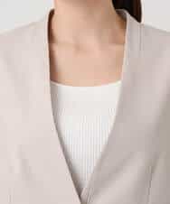 F1DGD33230 MK MICHEL KLEIN(小さいサイズ)(メゾン ドゥ サンク) 【小さいサイズ】ドライタッチストレッチ カラーレスジャケット/イージーケア/洗濯機で洗える グレージュ