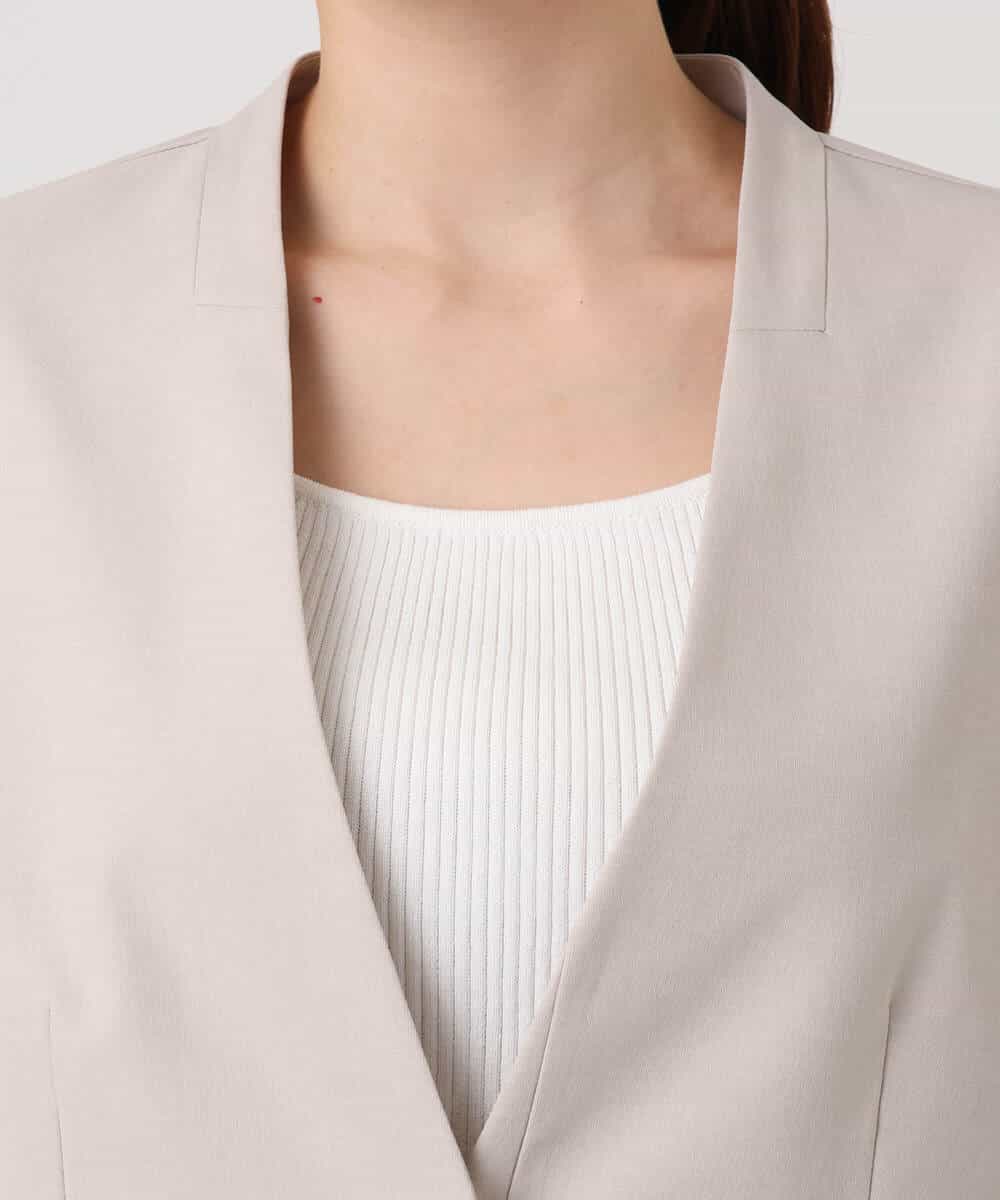 F1DGD33230 MK MICHEL KLEIN(小さいサイズ)(メゾン ドゥ サンク) 【小さいサイズ】ドライタッチストレッチ カラーレスジャケット/イージーケア/洗濯機で洗える グレージュ