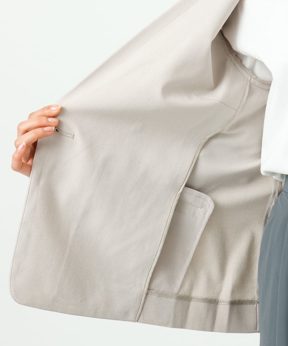 F1DGD34230 MK MICHEL KLEIN(小さいサイズ)(メゾン ドゥ サンク) 【小さいサイズ】ドライタッチストレッチ テーラードジャケット/イージーケア/洗濯機で洗える グレージュ