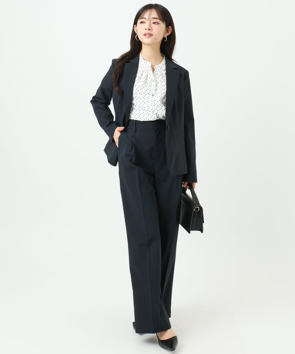 F1DGD34230 MK MICHEL KLEIN(小さいサイズ)(メゾン ドゥ サンク) 【小さいサイズ】ドライタッチストレッチ テーラードジャケット/イージーケア/洗濯機で洗える グレージュ