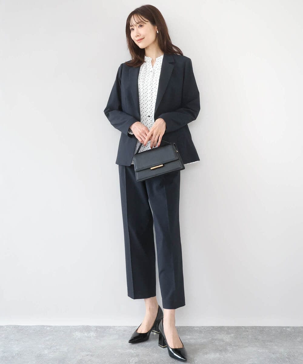 F1DGD34230 MK MICHEL KLEIN(小さいサイズ)(メゾン ドゥ サンク) 【小さいサイズ】ドライタッチストレッチ テーラードジャケット/イージーケア/洗濯機で洗える グレージュ