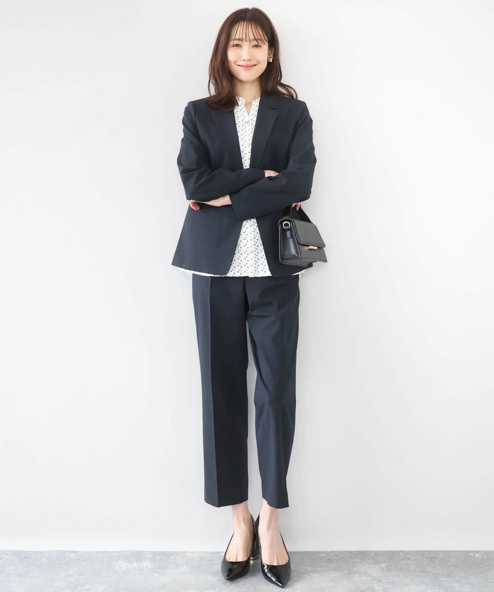 F1DGD34230 MK MICHEL KLEIN(小さいサイズ)(メゾン ドゥ サンク) 【小さいサイズ】ドライタッチストレッチ テーラードジャケット/イージーケア/洗濯機で洗える グレージュ