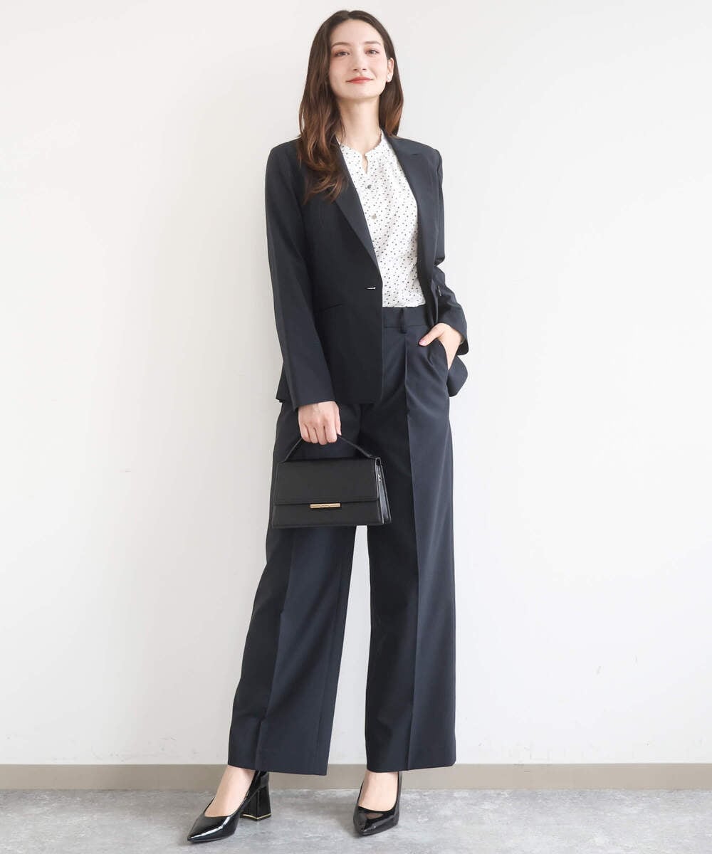 F1DGD34230 MK MICHEL KLEIN(小さいサイズ)(メゾン ドゥ サンク) 【小さいサイズ】ドライタッチストレッチ テーラードジャケット/イージーケア/洗濯機で洗える グレージュ