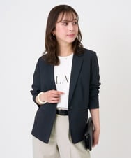 F1DGD34230 MK MICHEL KLEIN(小さいサイズ)(メゾン ドゥ サンク) 【小さいサイズ】ドライタッチストレッチ テーラードジャケット/イージーケア/洗濯機で洗える グレージュ