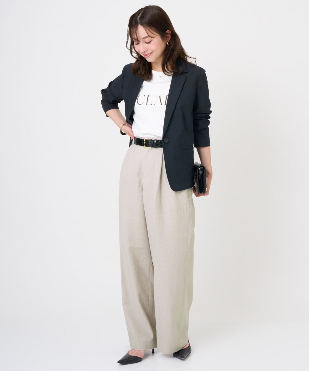 F1DGD34230 MK MICHEL KLEIN(小さいサイズ)(メゾン ドゥ サンク) 【小さいサイズ】ドライタッチストレッチ テーラードジャケット/イージーケア/洗濯機で洗える グレージュ