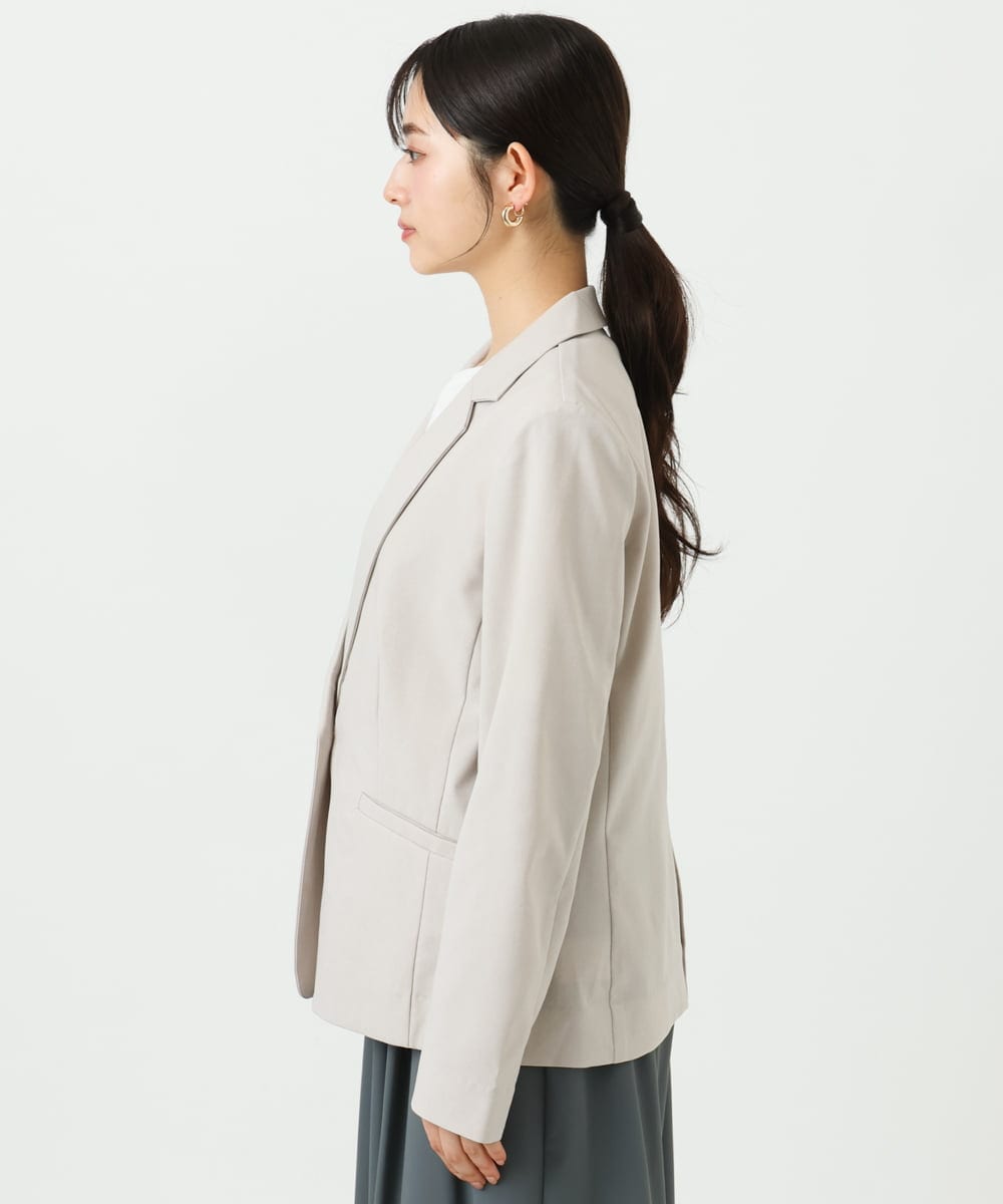 F1DGD34230 MK MICHEL KLEIN(小さいサイズ)(メゾン ドゥ サンク) 【小さいサイズ】ドライタッチストレッチ テーラードジャケット/イージーケア/洗濯機で洗える グレージュ