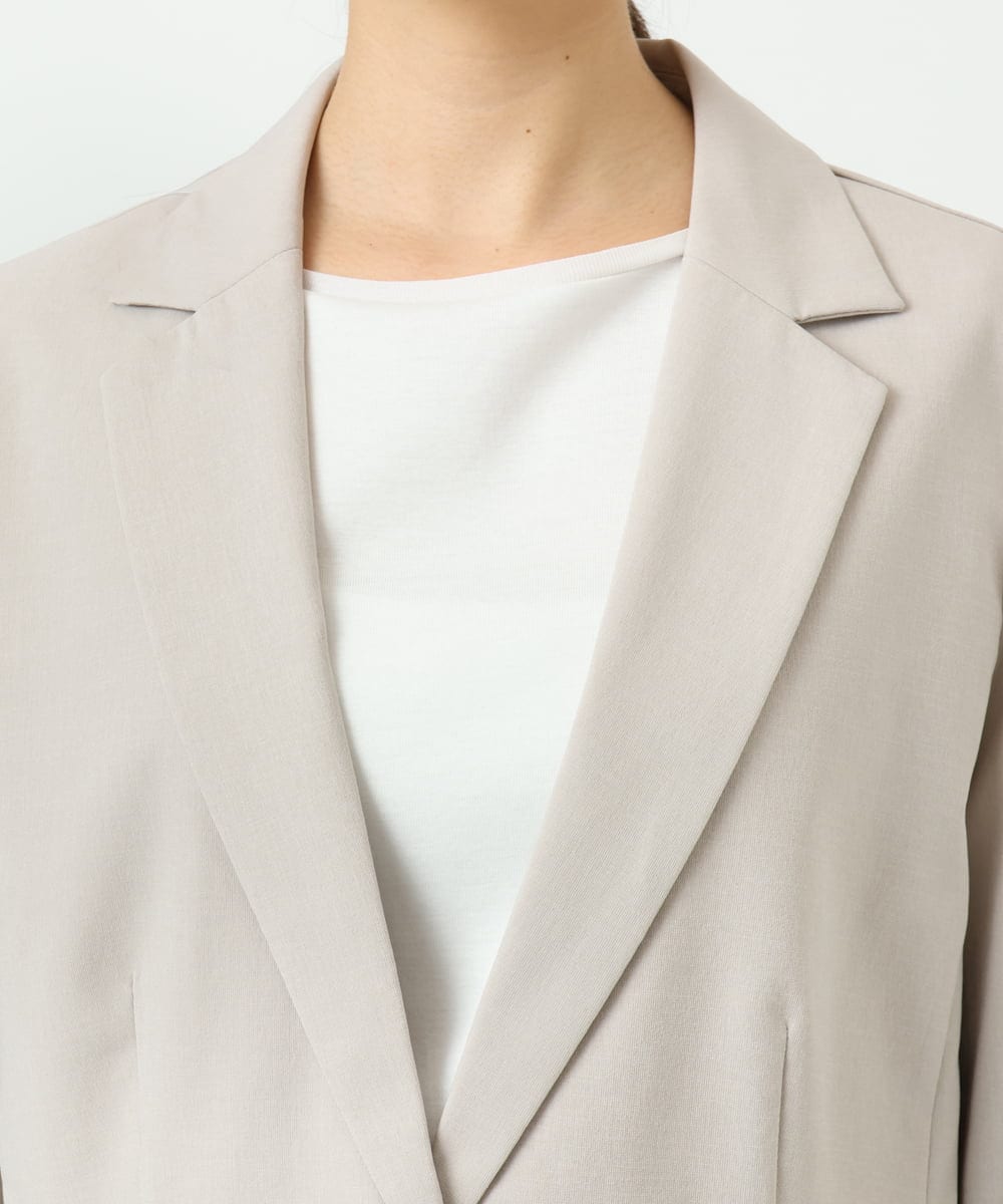 F1DGD34230 MK MICHEL KLEIN(小さいサイズ)(メゾン ドゥ サンク) 【小さいサイズ】ドライタッチストレッチ テーラードジャケット/イージーケア/洗濯機で洗える グレージュ