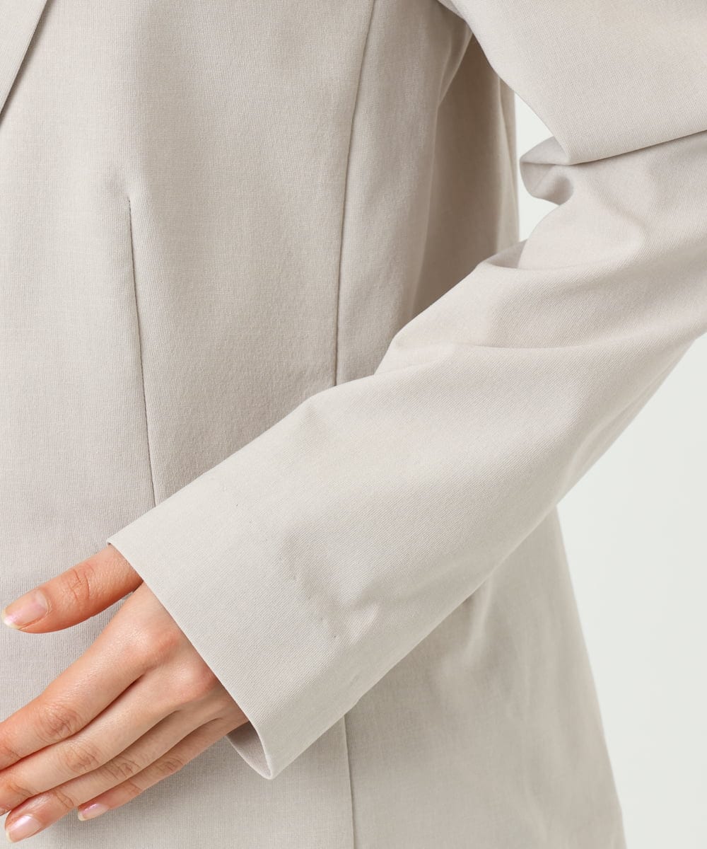 F1DGD34230 MK MICHEL KLEIN(小さいサイズ)(メゾン ドゥ サンク) 【小さいサイズ】ドライタッチストレッチ テーラードジャケット/イージーケア/洗濯機で洗える グレージュ