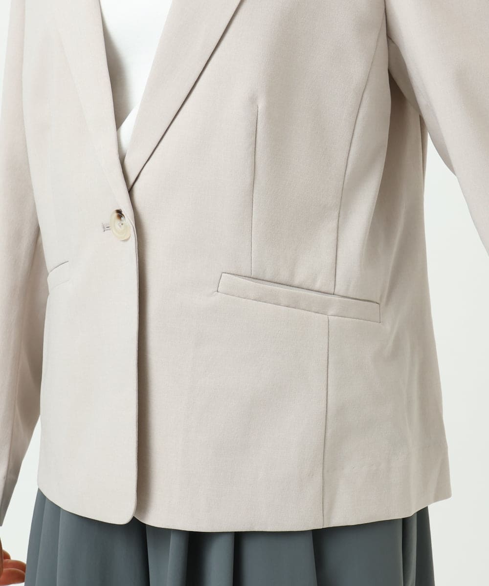 F1DGD34230 MK MICHEL KLEIN(小さいサイズ)(メゾン ドゥ サンク) 【小さいサイズ】ドライタッチストレッチ テーラードジャケット/イージーケア/洗濯機で洗える グレージュ