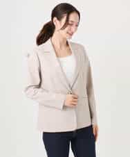 F1DGD34230 MK MICHEL KLEIN(小さいサイズ)(メゾン ドゥ サンク) 【小さいサイズ】ドライタッチストレッチ テーラードジャケット/イージーケア/洗濯機で洗える グレージュ