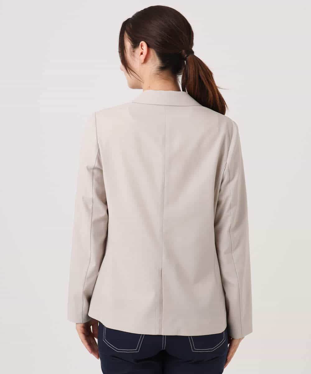 F1DGD34230 MK MICHEL KLEIN(小さいサイズ)(メゾン ドゥ サンク) 【小さいサイズ】ドライタッチストレッチ テーラードジャケット/イージーケア/洗濯機で洗える グレージュ