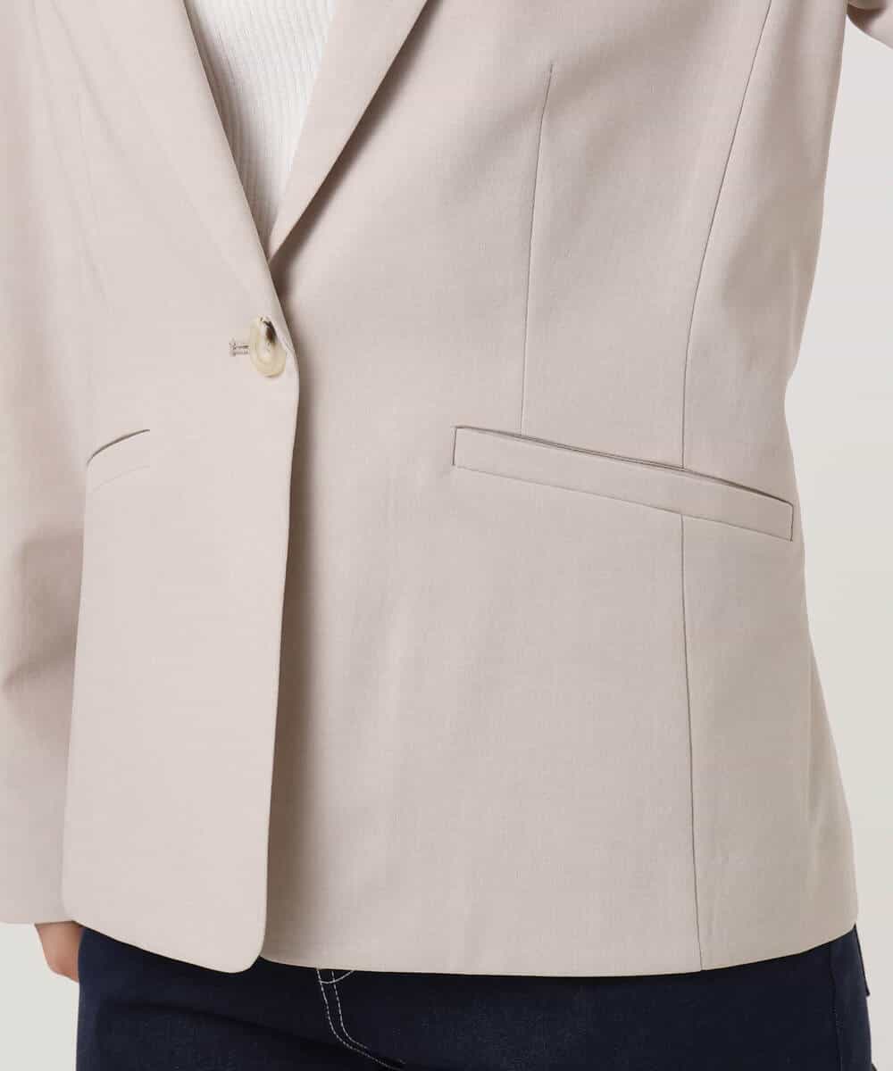 F1DGD34230 MK MICHEL KLEIN(小さいサイズ)(メゾン ドゥ サンク) 【小さいサイズ】ドライタッチストレッチ テーラードジャケット/イージーケア/洗濯機で洗える グレージュ