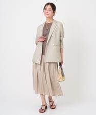 F1DGD46240 MK MICHEL KLEIN(小さいサイズ)(メゾン ドゥ サンク) 【小さいサイズ】バイオヴィンテージツイル ダブルブレストジャケット/接触冷感/UVカット/速乾/洗える グレージュ