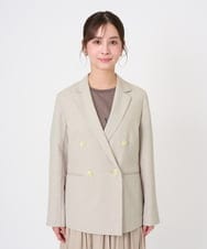 F1DGD46240 MK MICHEL KLEIN(小さいサイズ)(メゾン ドゥ サンク) 【小さいサイズ】バイオヴィンテージツイル ダブルブレストジャケット/接触冷感/UVカット/速乾/洗える グレージュ