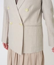 F1DGD46240 MK MICHEL KLEIN(小さいサイズ)(メゾン ドゥ サンク) 【小さいサイズ】バイオヴィンテージツイル ダブルブレストジャケット/接触冷感/UVカット/速乾/洗える グレージュ