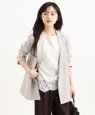 F1DGD46240 MK MICHEL KLEIN(小さいサイズ)(メゾン ドゥ サンク) 【小さいサイズ】バイオヴィンテージツイル ダブルブレストジャケット/接触冷感/UVカット/速乾/洗える グレージュ