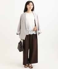 F1DGD46240 MK MICHEL KLEIN(小さいサイズ)(メゾン ドゥ サンク) 【小さいサイズ】バイオヴィンテージツイル ダブルブレストジャケット/接触冷感/UVカット/速乾/洗える グレージュ