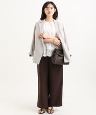 F1DGD46240 MK MICHEL KLEIN(小さいサイズ)(メゾン ドゥ サンク) 【小さいサイズ】バイオヴィンテージツイル ダブルブレストジャケット/接触冷感/UVカット/速乾/洗える グレージュ