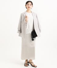 F1DGD46240 MK MICHEL KLEIN(小さいサイズ)(メゾン ドゥ サンク) 【小さいサイズ】バイオヴィンテージツイル ダブルブレストジャケット/接触冷感/UVカット/速乾/洗える グレージュ