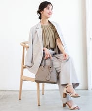F1DGD46240 MK MICHEL KLEIN(小さいサイズ)(メゾン ドゥ サンク) 【小さいサイズ】バイオヴィンテージツイル ダブルブレストジャケット/接触冷感/UVカット/速乾/洗える グレージュ