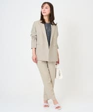 F1DGD46240 MK MICHEL KLEIN(小さいサイズ)(メゾン ドゥ サンク) 【小さいサイズ】バイオヴィンテージツイル ダブルブレストジャケット/接触冷感/UVカット/速乾/洗える グレージュ