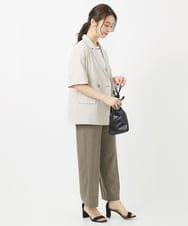 F1DGV50190 MK MICHEL KLEIN(小さいサイズ)(メゾン ドゥ サンク) 【小さいサイズ】Reflaxハーフスリーブダブルブレストジャケット/セットアップ対応/洗える ベージュ