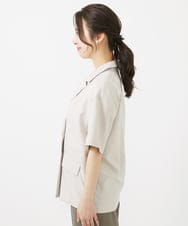 F1DGV50190 MK MICHEL KLEIN(小さいサイズ)(メゾン ドゥ サンク) 【小さいサイズ】Reflaxハーフスリーブダブルブレストジャケット/セットアップ対応/洗える ベージュ