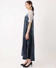 F1EAD31200 MK MICHEL KLEIN(小さいサイズ)(メゾン ドゥ サンク) 【小さいサイズ】スノーベロア ショルダーストラップワンピース/洗える ブラック