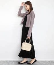 F1EAD31200 MK MICHEL KLEIN(小さいサイズ)(メゾン ドゥ サンク) 【小さいサイズ】スノーベロア ショルダーストラップワンピース/洗える ブラック