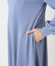 F1EAD40200 MK MICHEL KLEIN(小さいサイズ)(メゾン ドゥ サンク) 【小さいサイズ】ツイルジャージーワンピース/洗える グレイッシュブルー