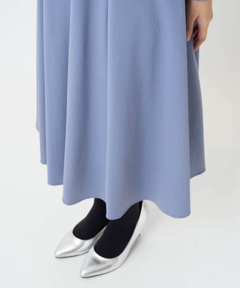 F1EAD40200 MK MICHEL KLEIN(小さいサイズ)(メゾン ドゥ サンク) 【小さいサイズ】ツイルジャージーワンピース/洗える グレイッシュブルー