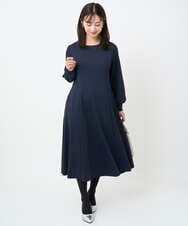 F1EAD40200 MK MICHEL KLEIN(小さいサイズ)(メゾン ドゥ サンク) 【小さいサイズ】ツイルジャージーワンピース/洗える グレイッシュブルー